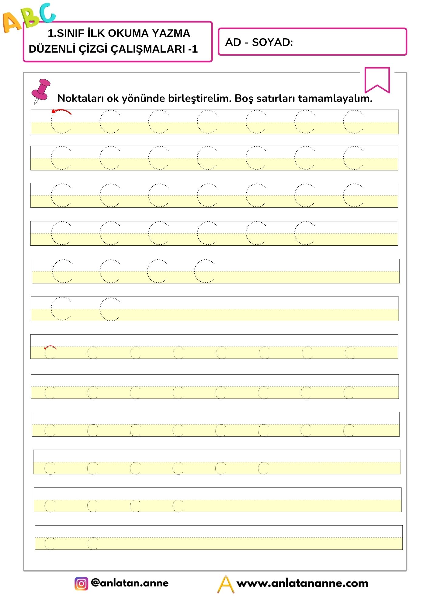 1. sınıf çizgi çalışmaları