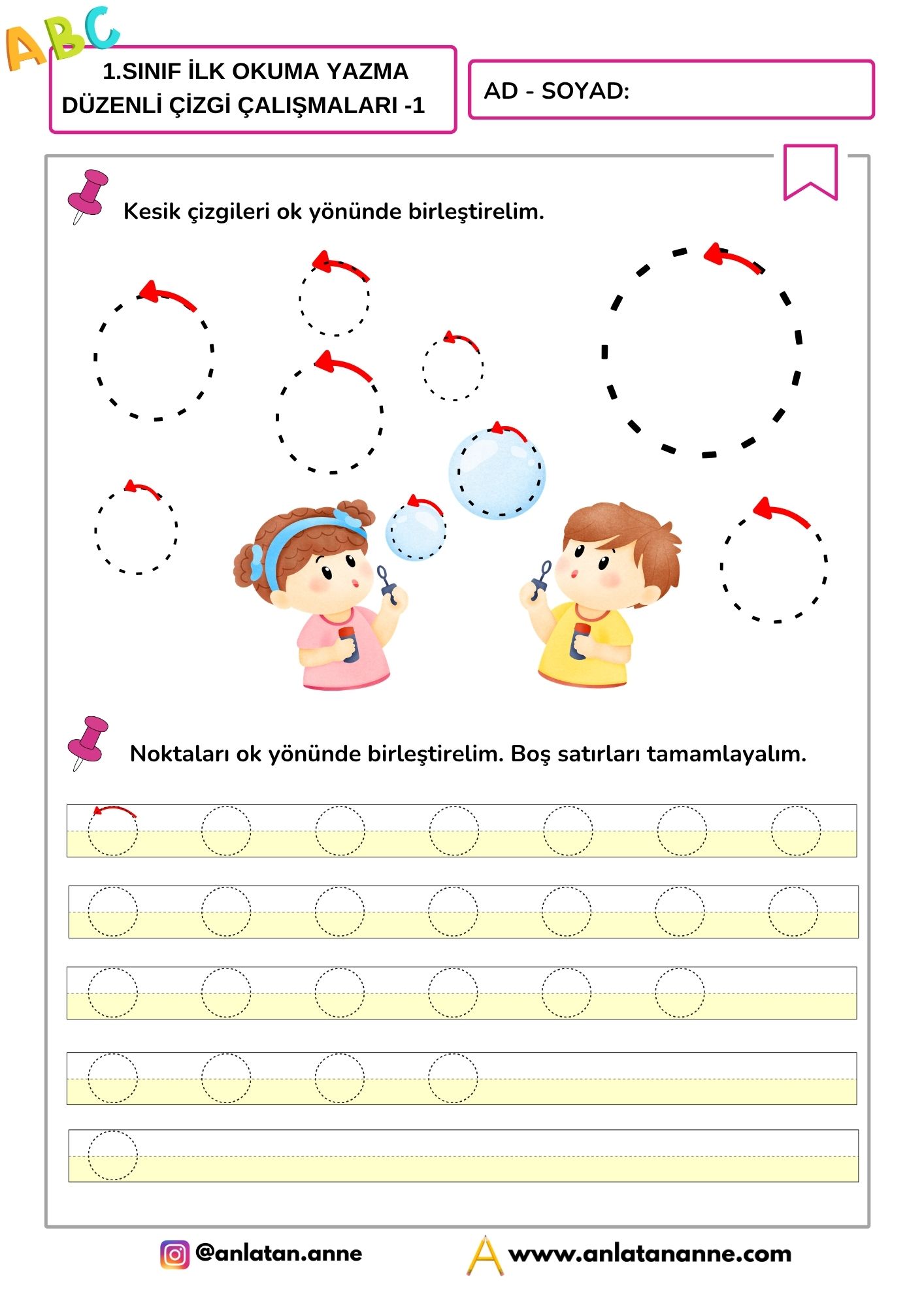 1. sınıf çizgi çalışmaları