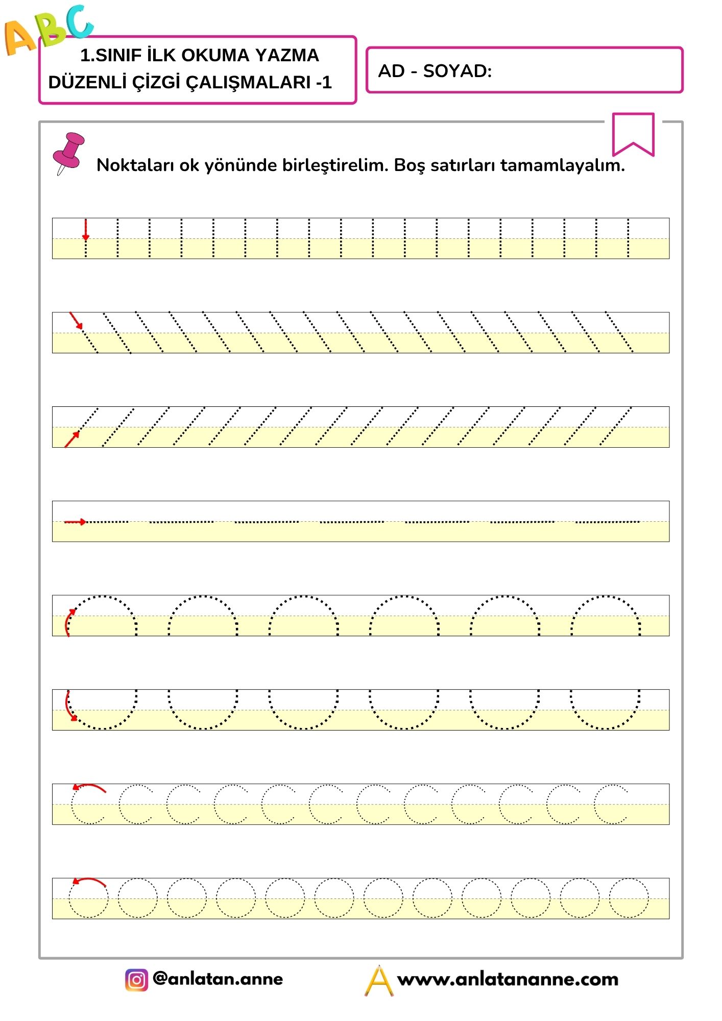 1. sınıf çizgi çalışmaları