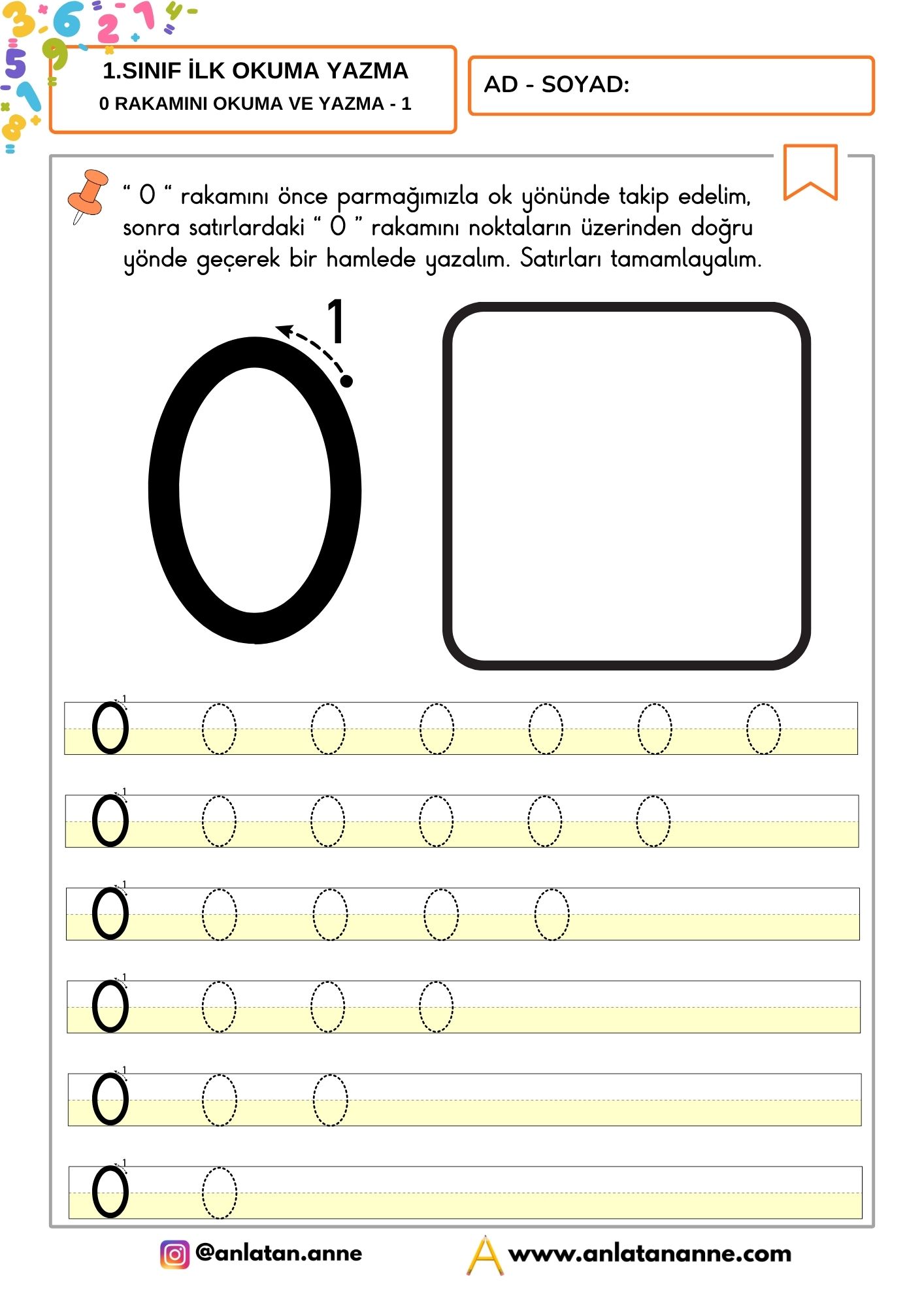 0 rakamı yazma çalışması