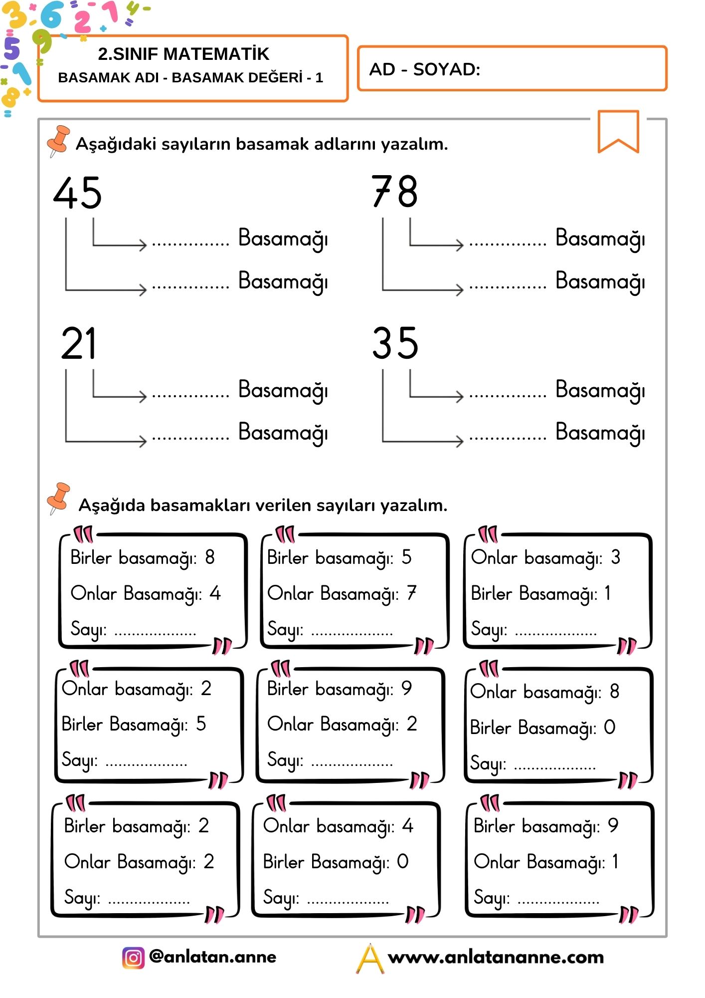 2. sınıf basamak adı basamak değeri çalışma sayfası