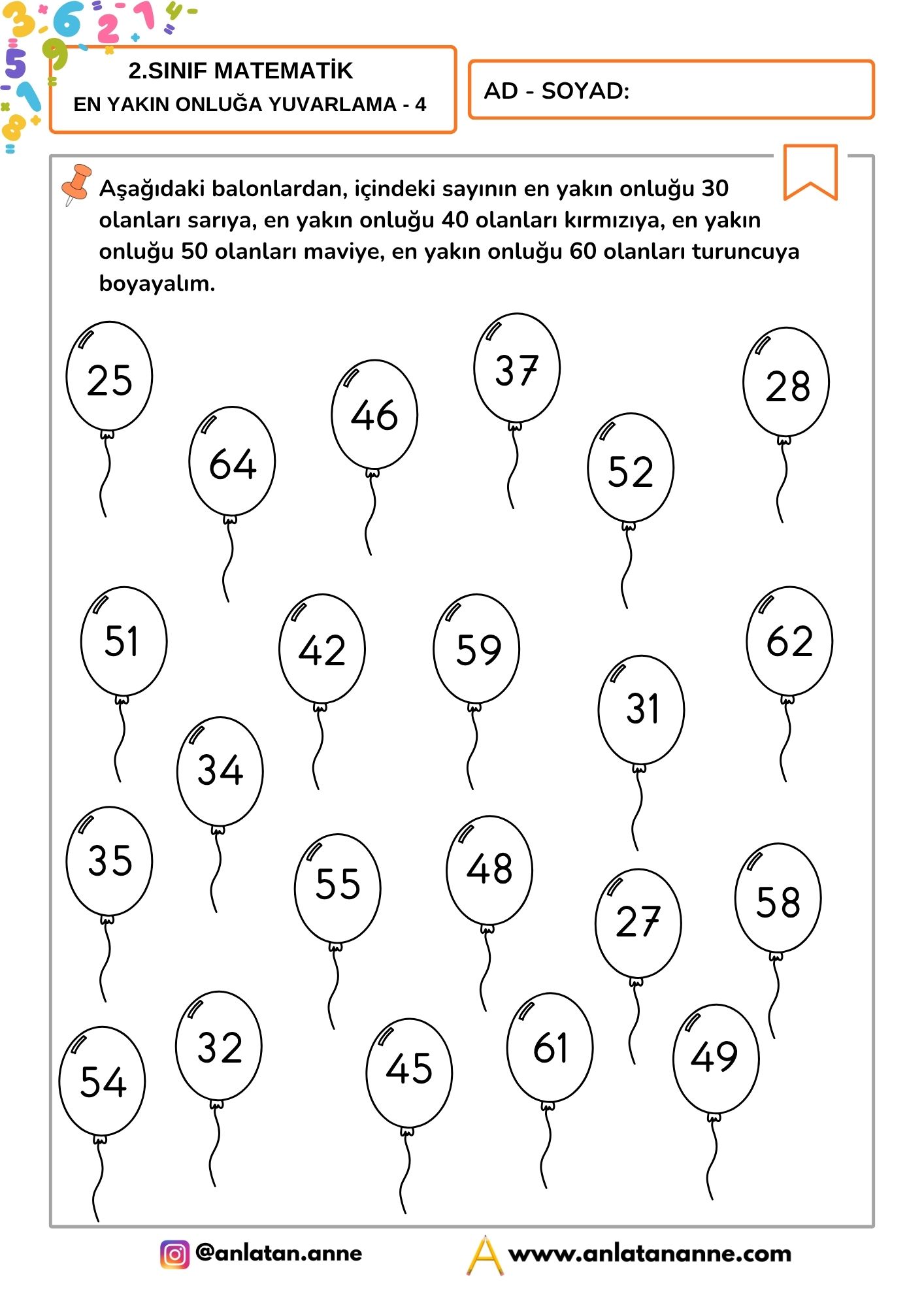2. sınıf en yakın onluğa yuvarlama