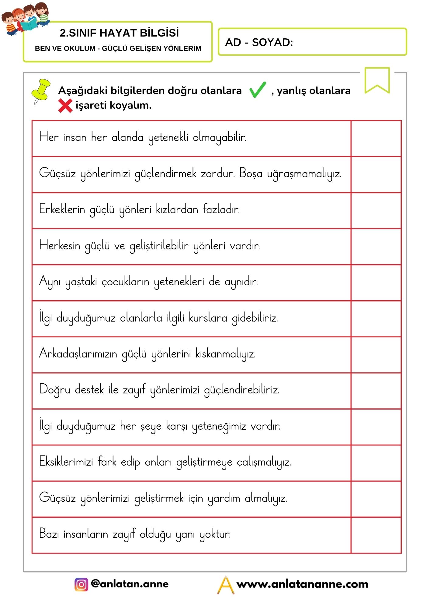2-sinif-hayat-bilgisi-ben-ve-okulum-guclu-geliştirilebilir-yonler