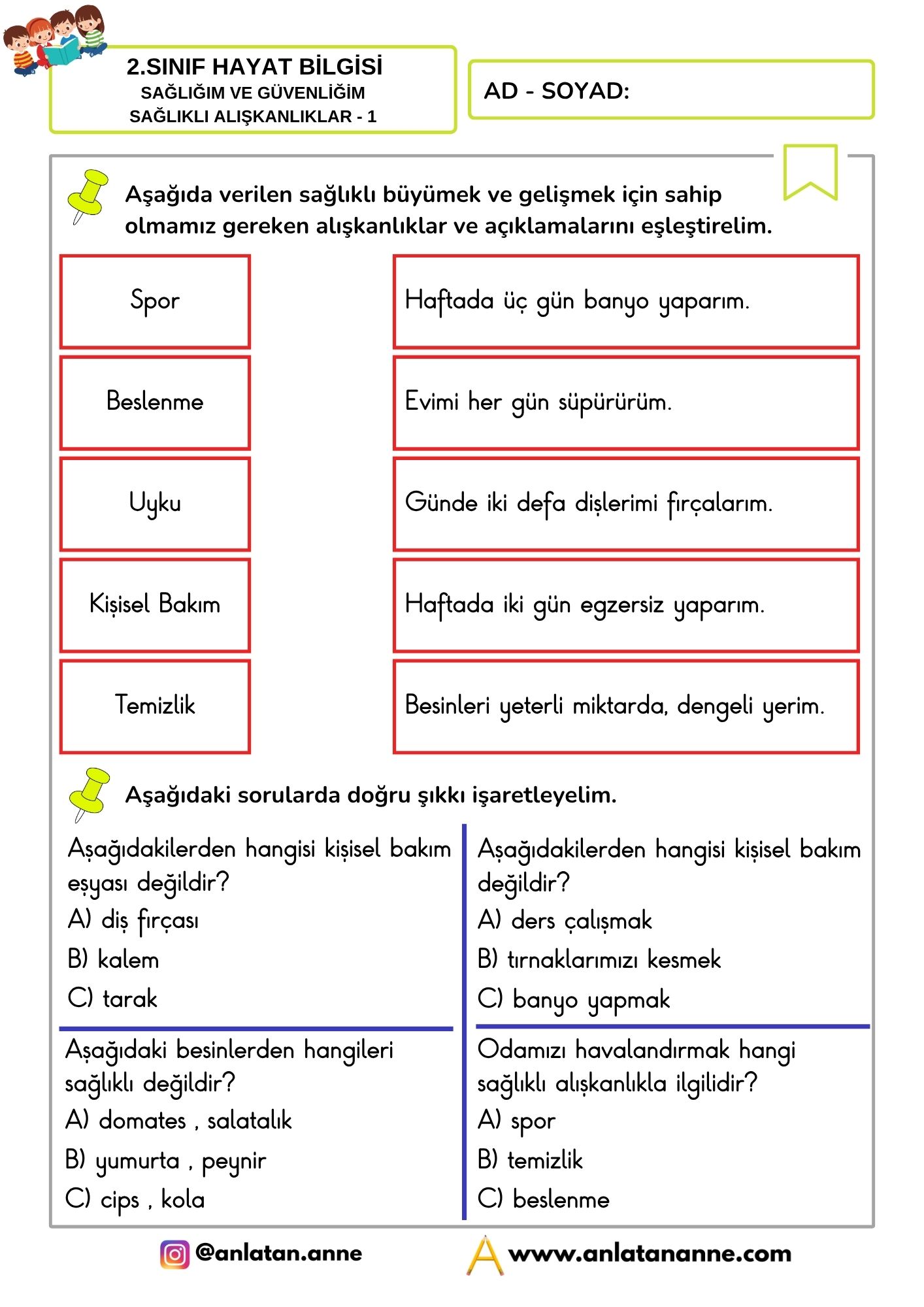 2. sınıf sağlıklı alışkanlıklar