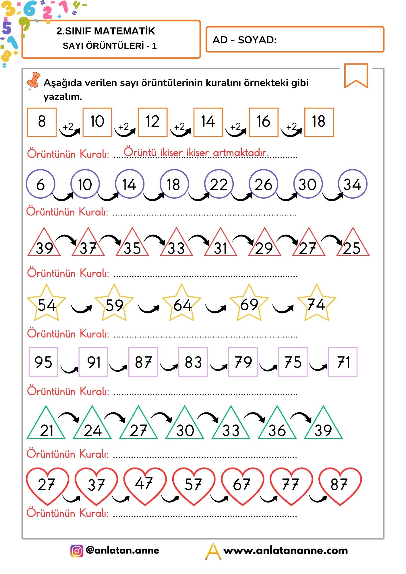 2. sınıf sayı örüntüleri