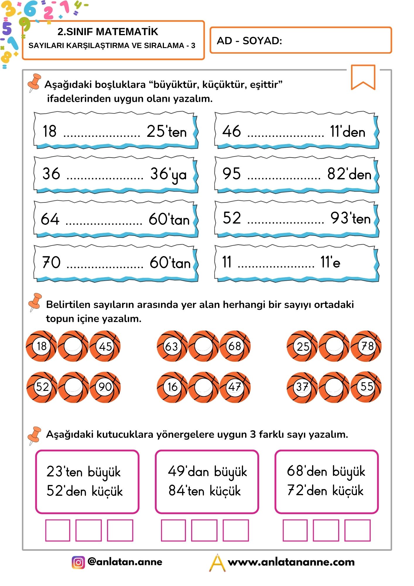 2. sınıf sayıları karşılaştırma ve sıralama