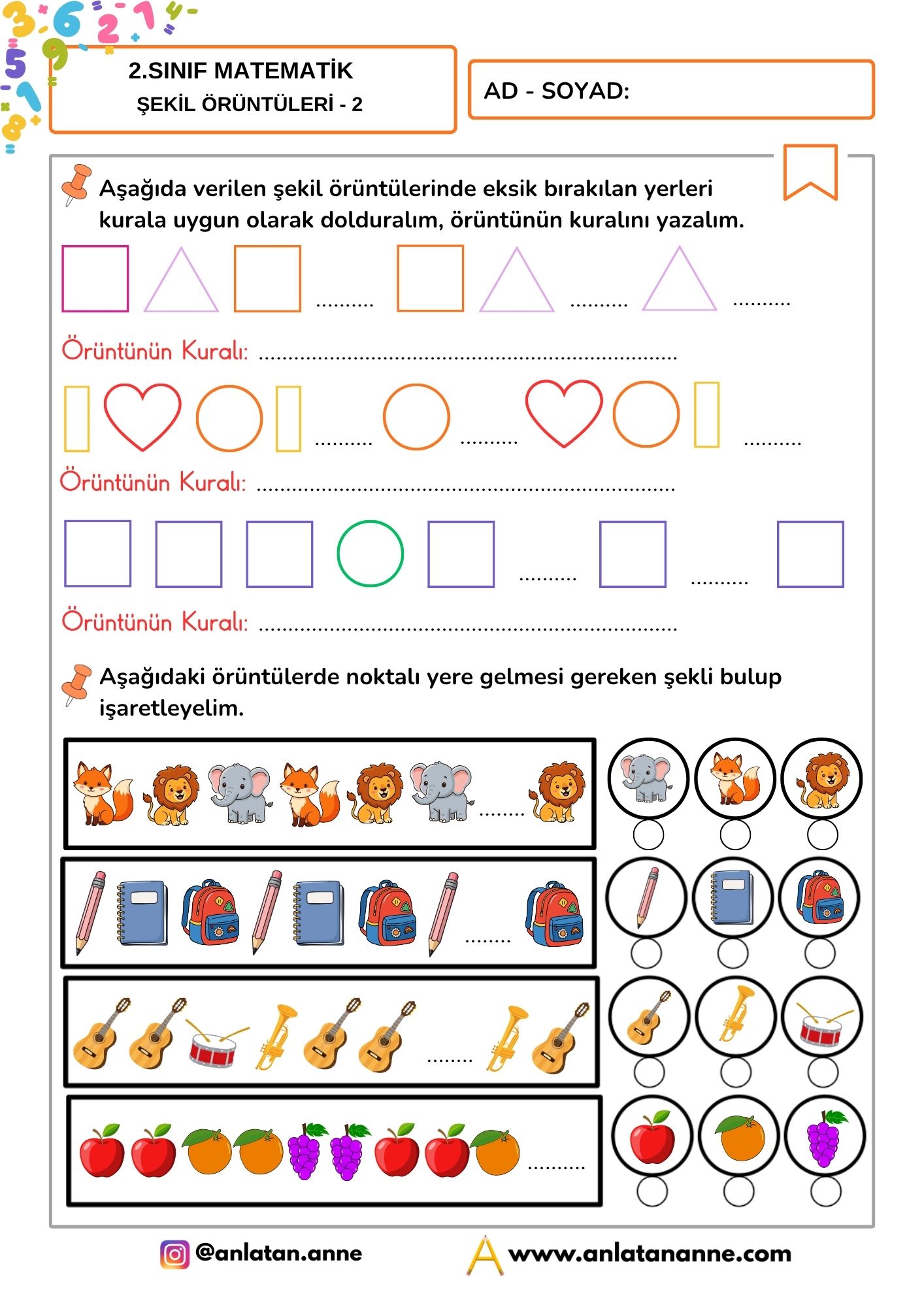 2. sınıf şekil örüntüleri