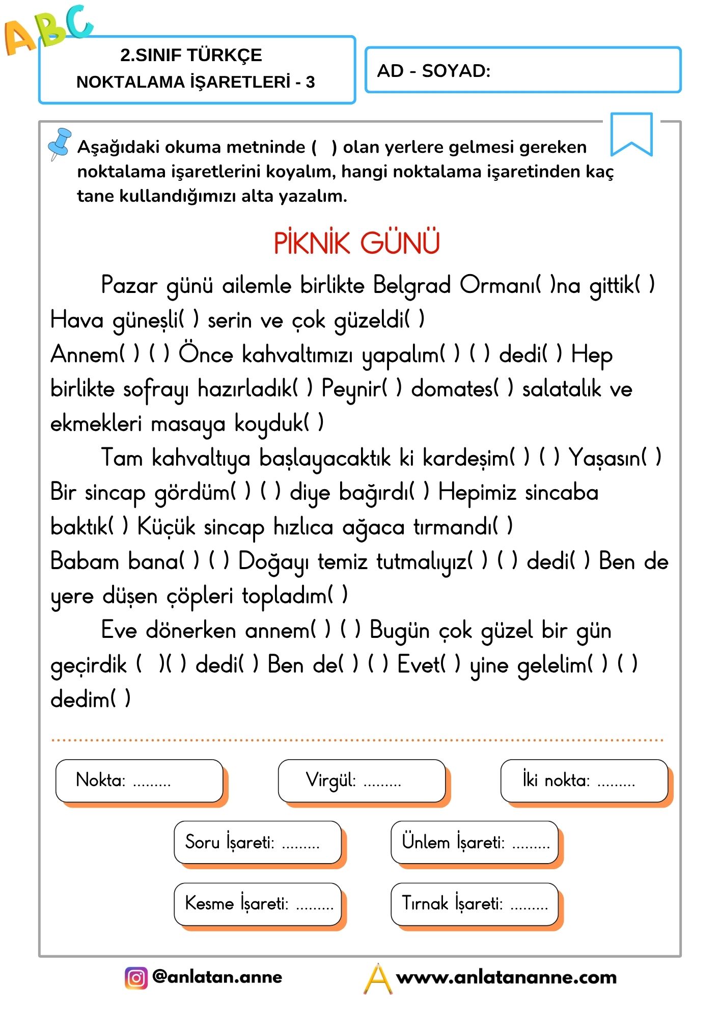 2. sınıf noktalama işaretleri