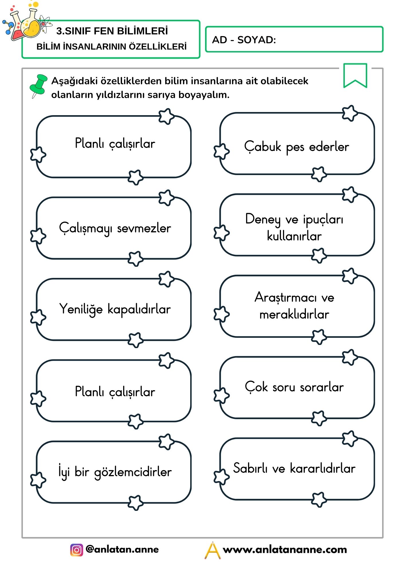 3. sınıf bilim insanlarının özellikleri