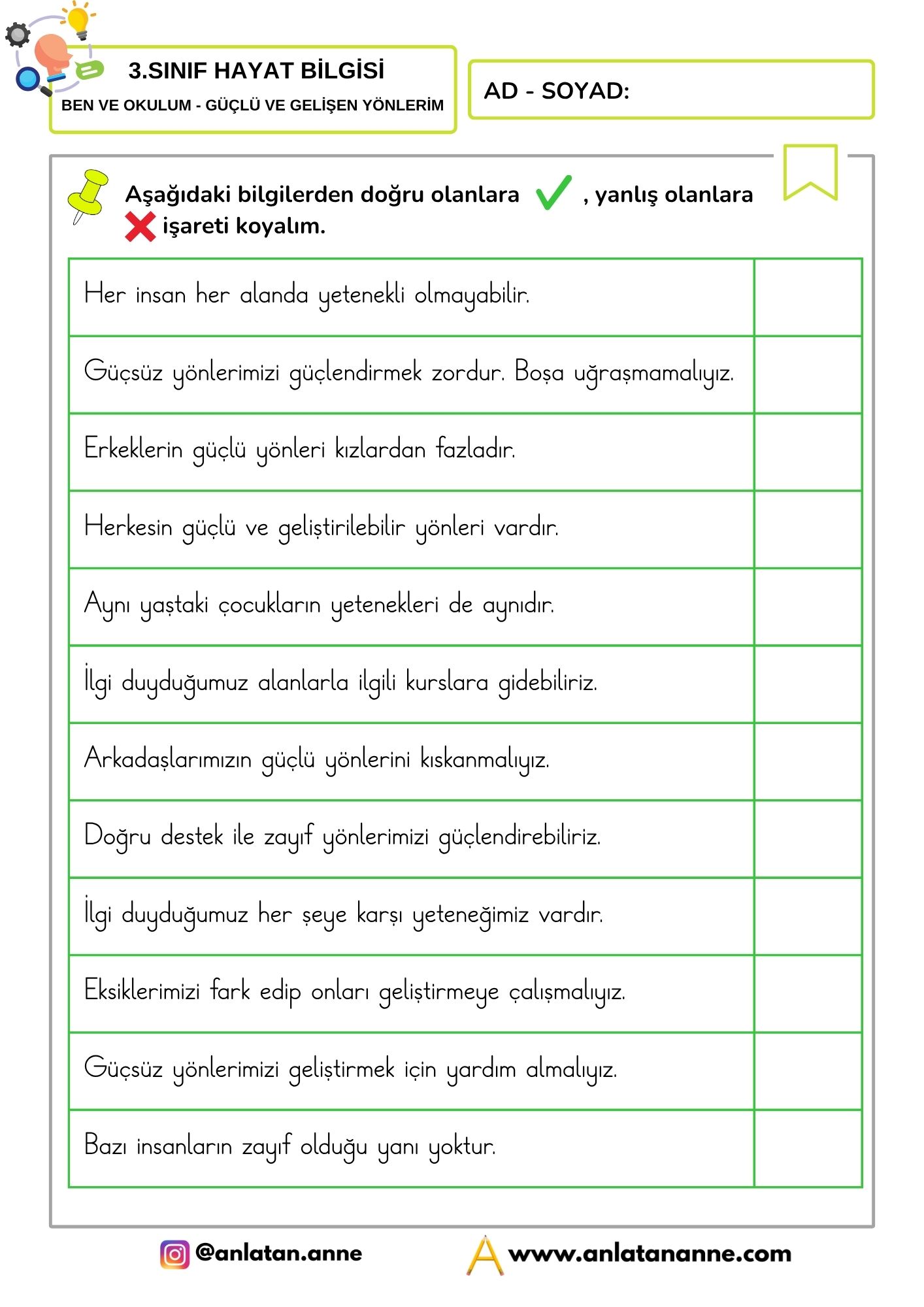 3. sınıf hayat bilgisi