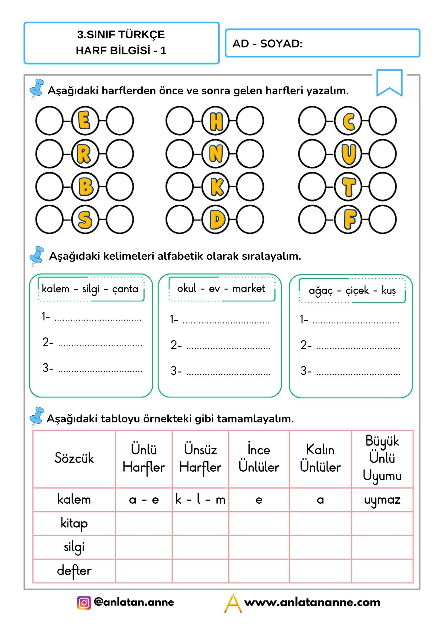 3. sınıf türkçe