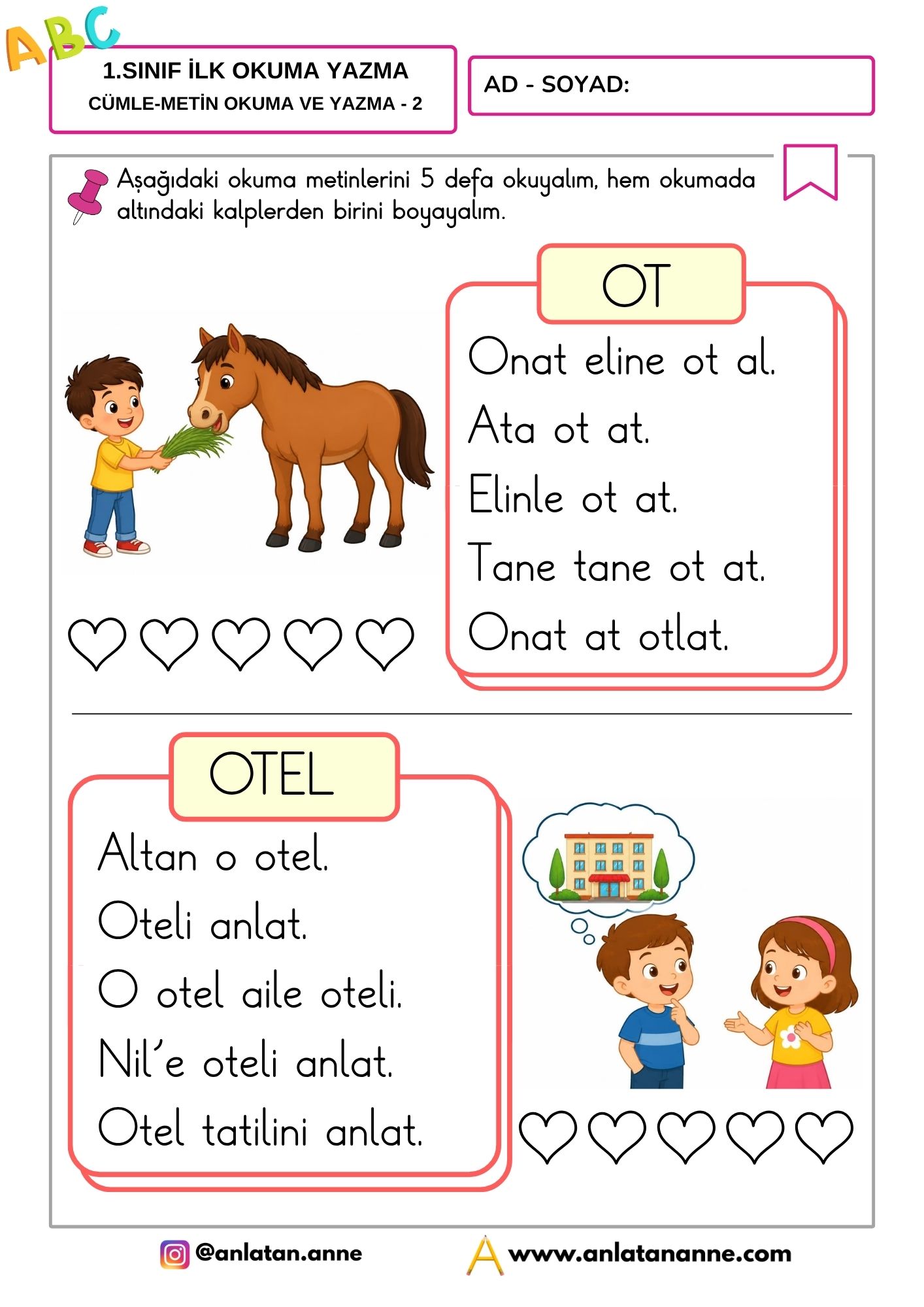 1. sınıf o sesi fasikülü