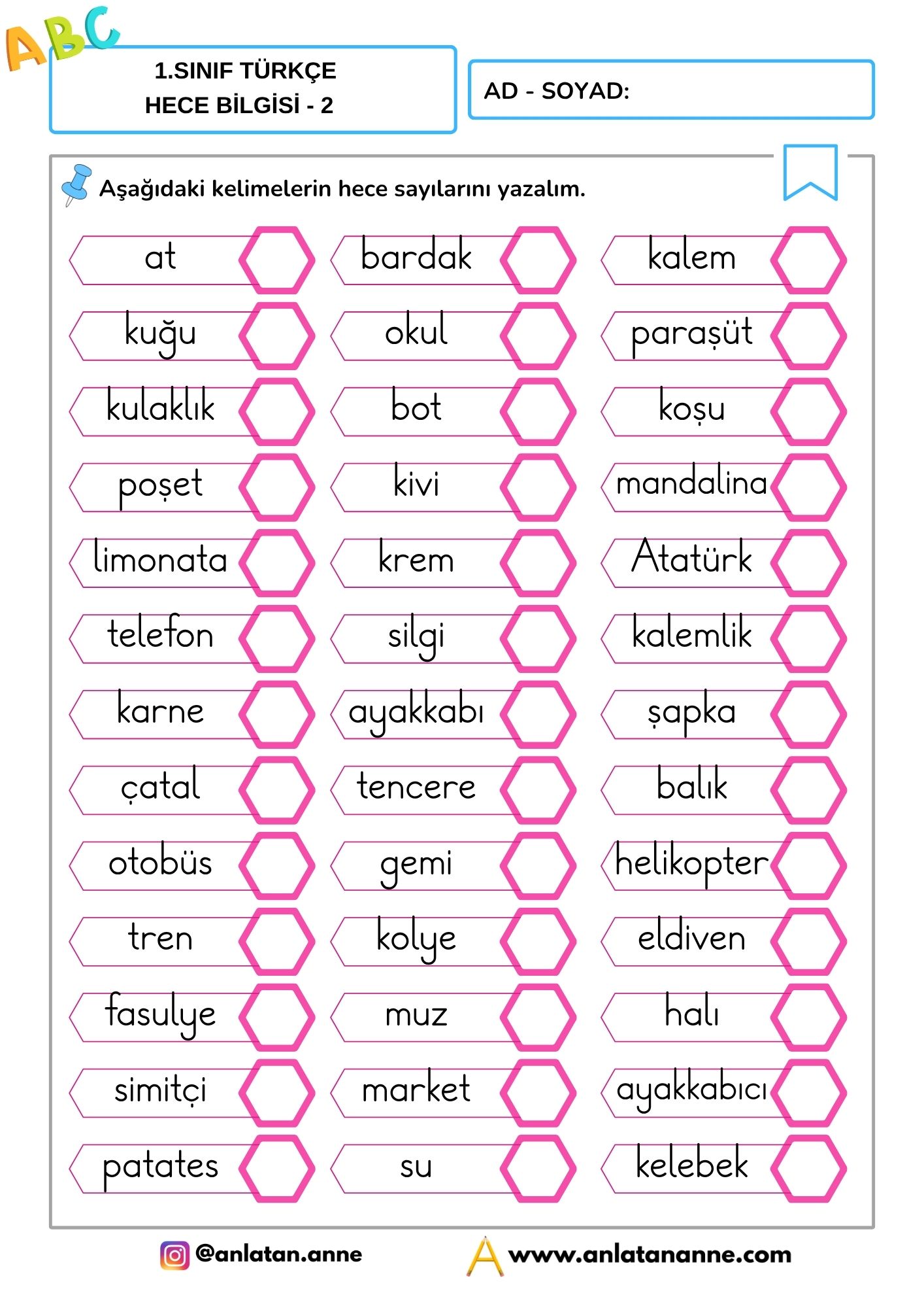 1. sınıf hece bilgisi