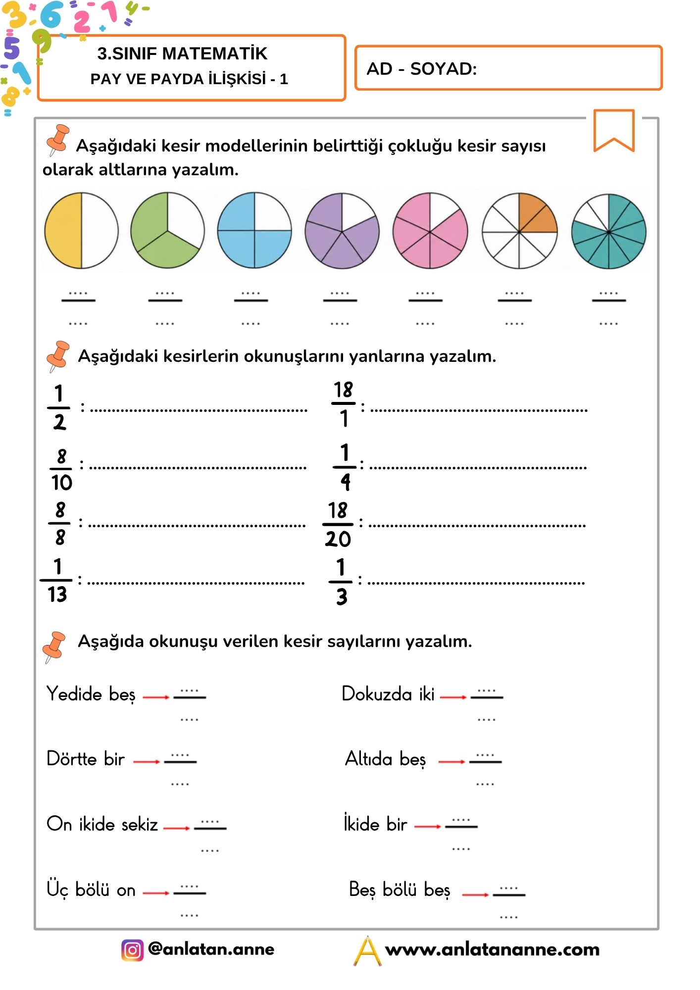 3. sınıf kesirler