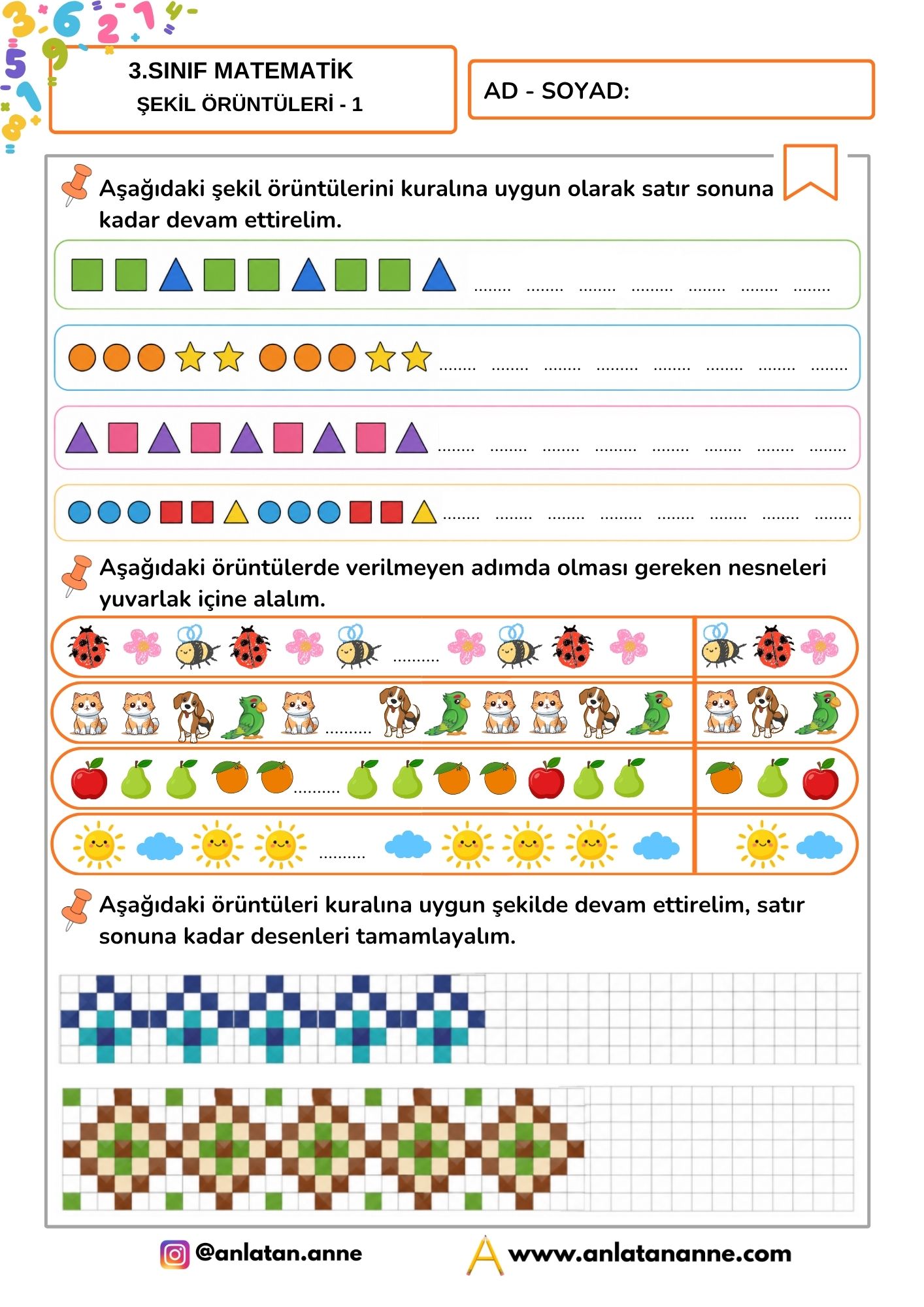 3. sınıf şekil örüntüleri