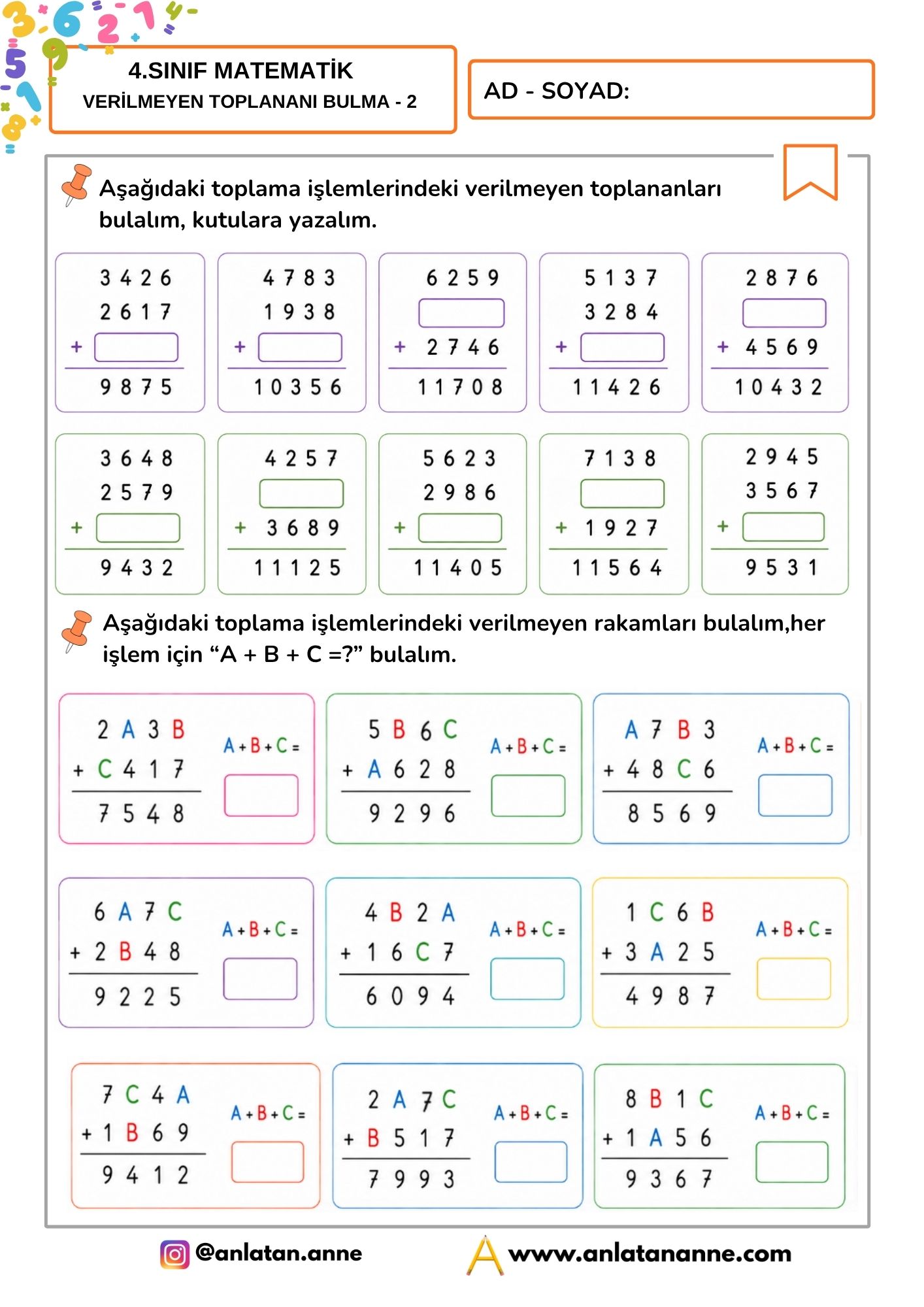 4. sınıf verilmeyen toplananı bulma