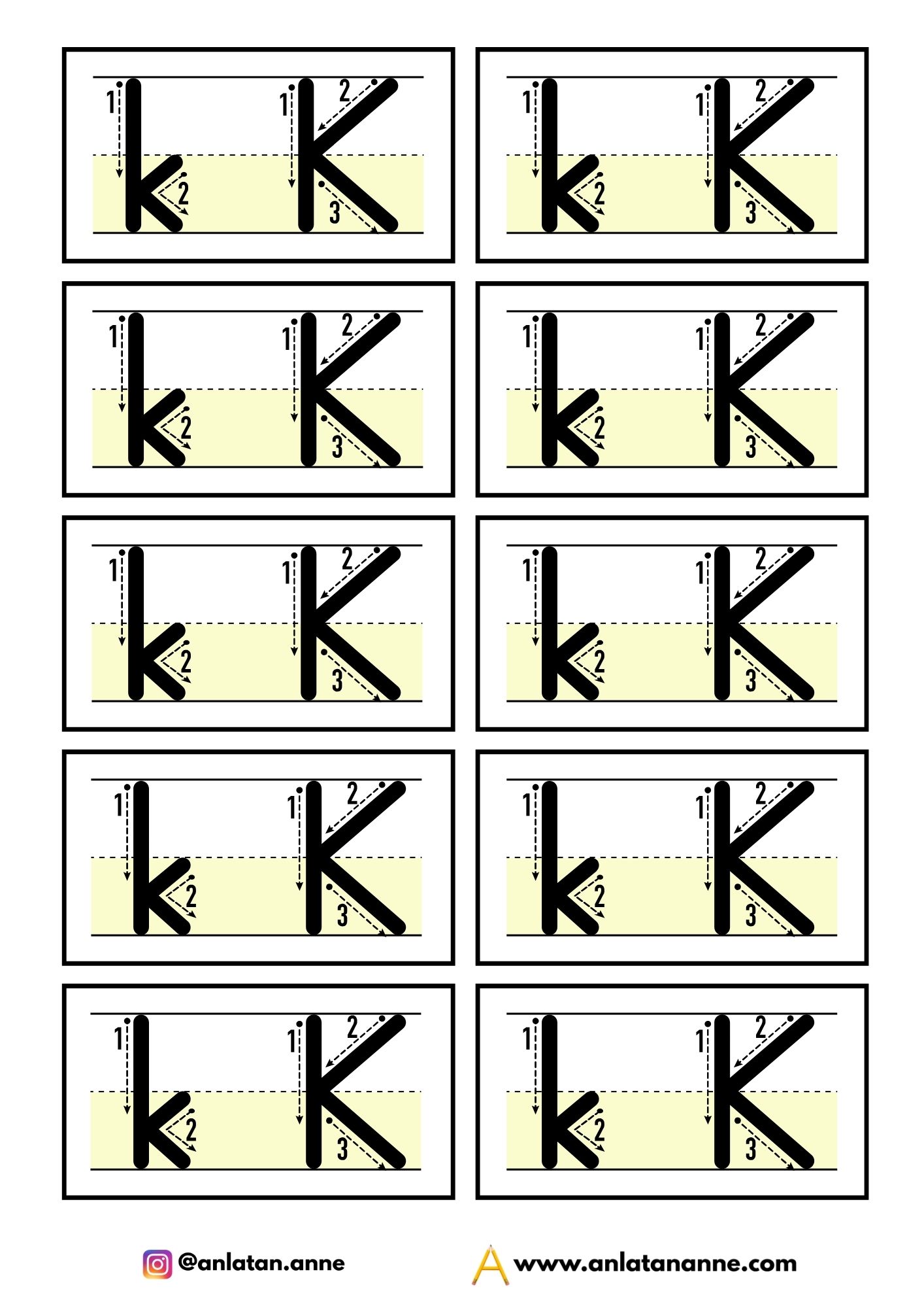 k harfi interaktif defter çalışması