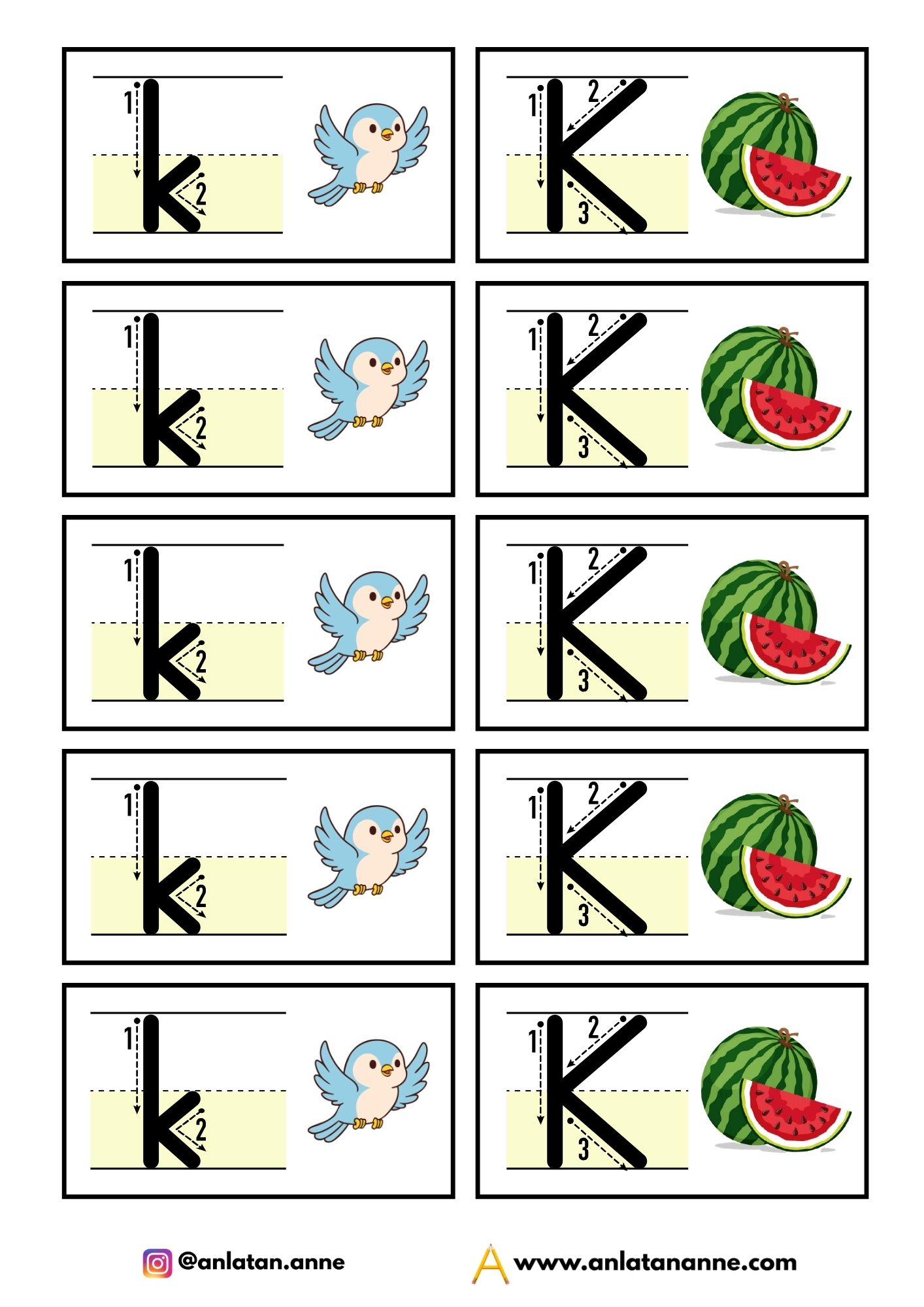 k harfi interaktif defter çalışması