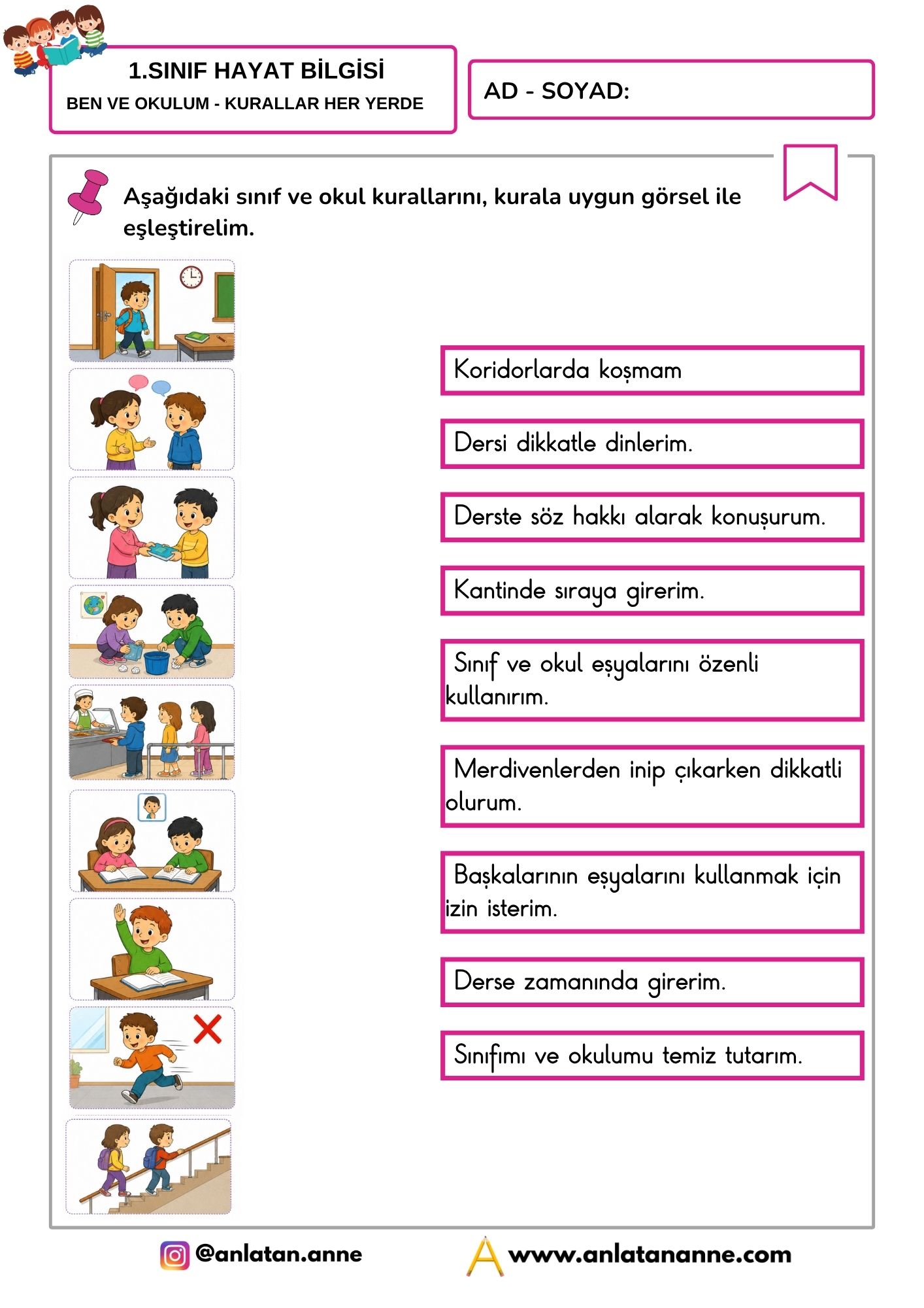 1. sınıf kurallar her yerde