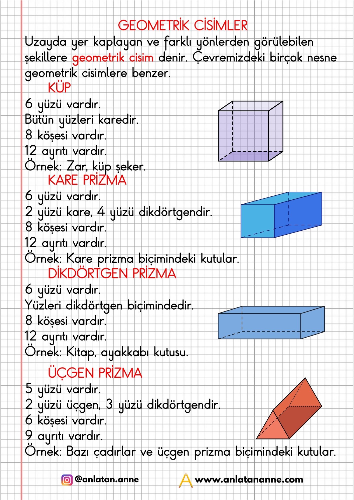 2. sınıf geometrik cisimler defter notu