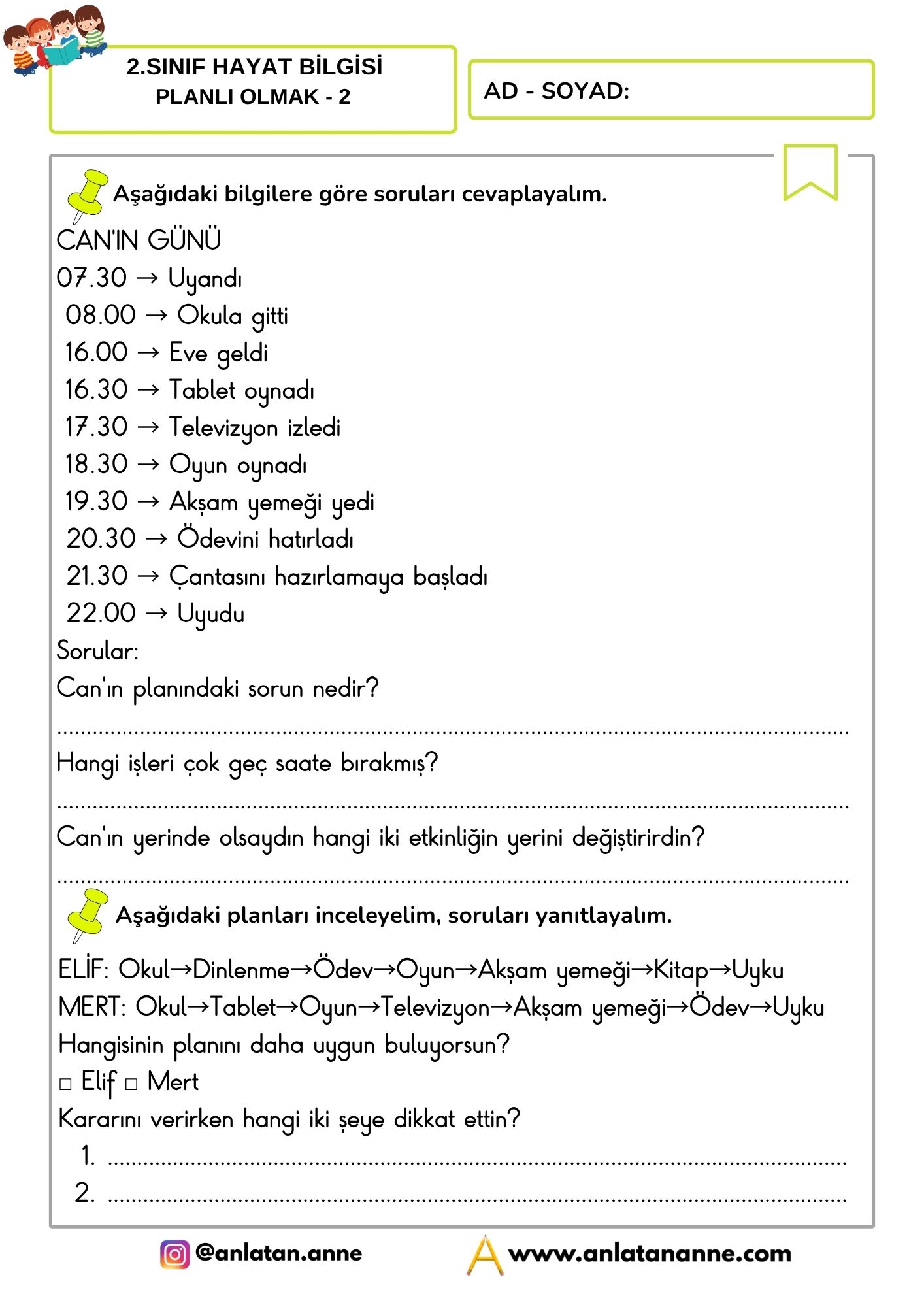 2. sınıf planlı olmak