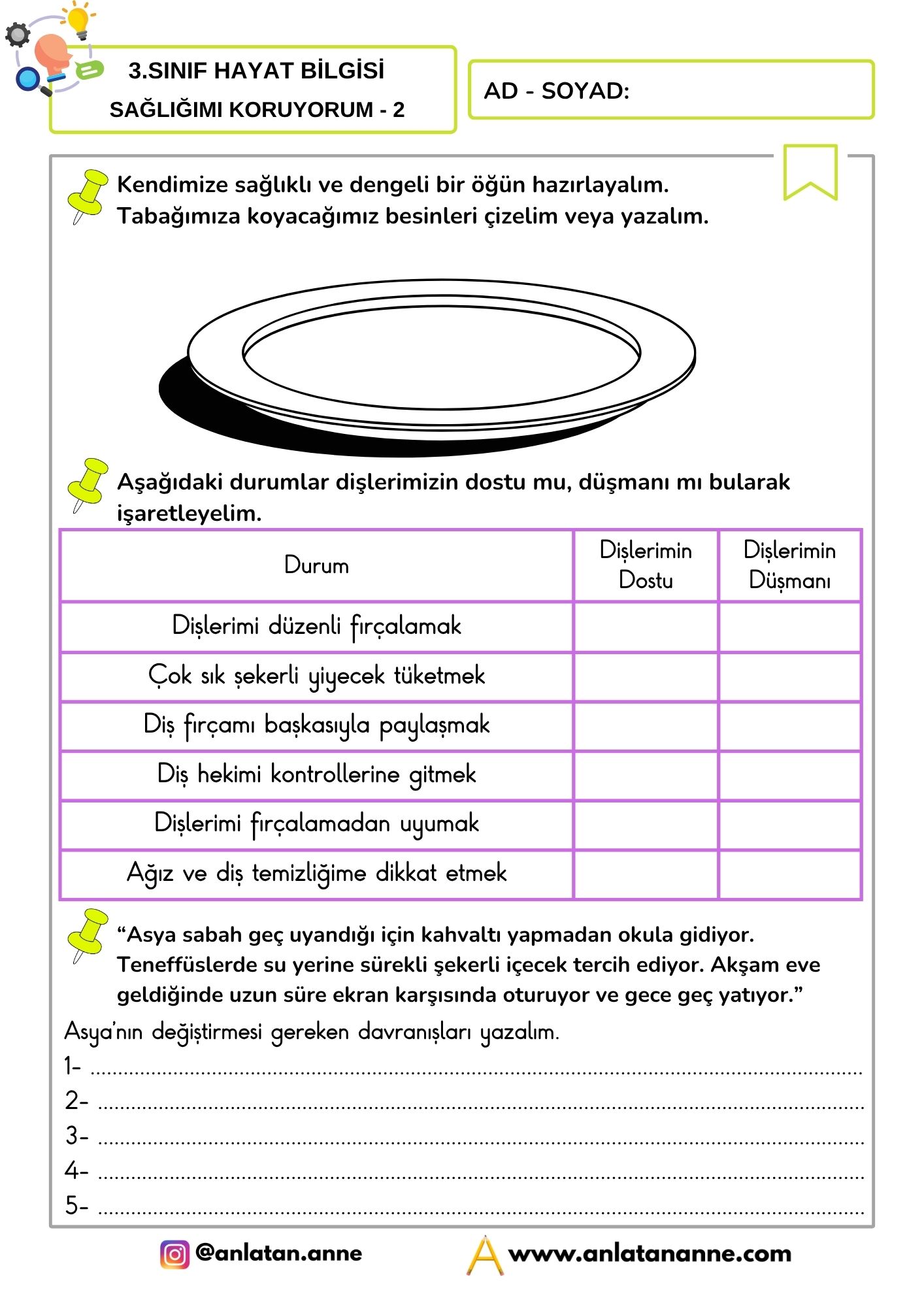 3. sınıf sağlığımı koruyorum