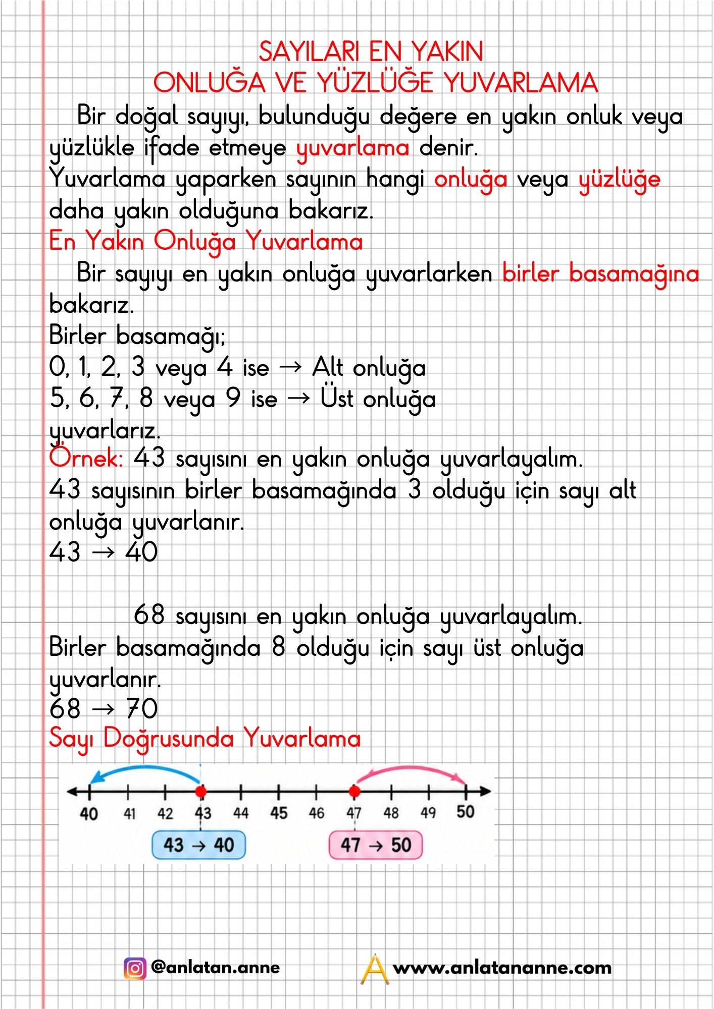 3. sınıf sayıları en yakın onluğa ve yüzlüğe yuvarlama defter notu