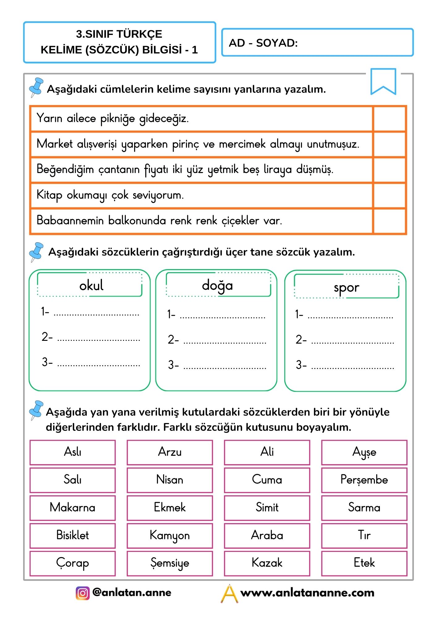 3. sınıf kelime bilgisi