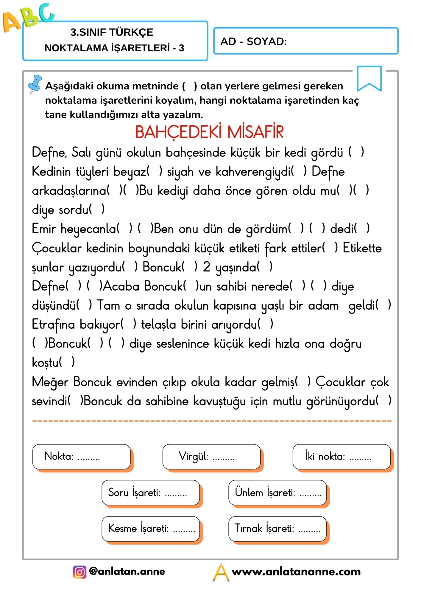 3. sınıf noktalama işaretleri
