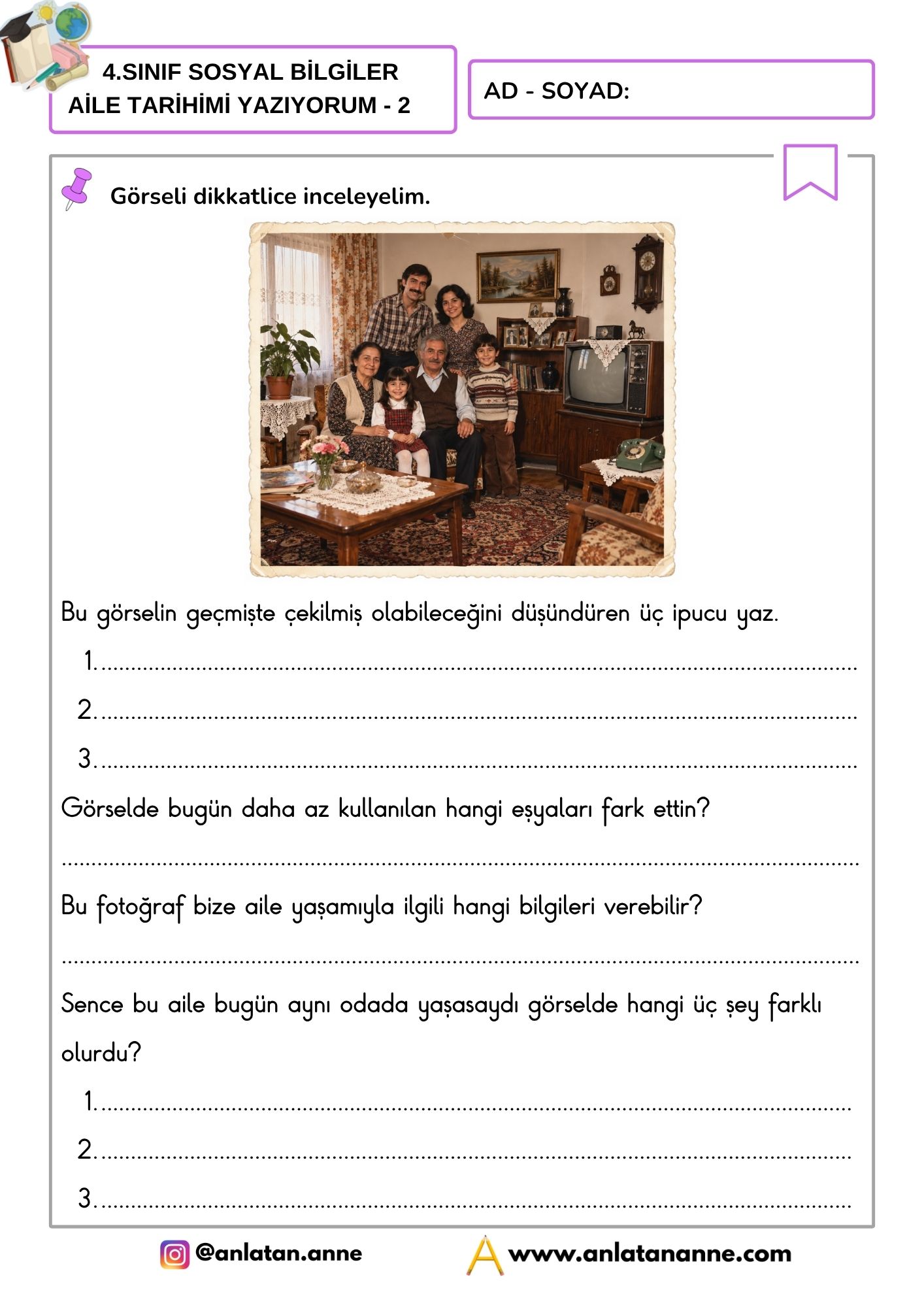 4. sınıf aile tarihimi yazıyorum