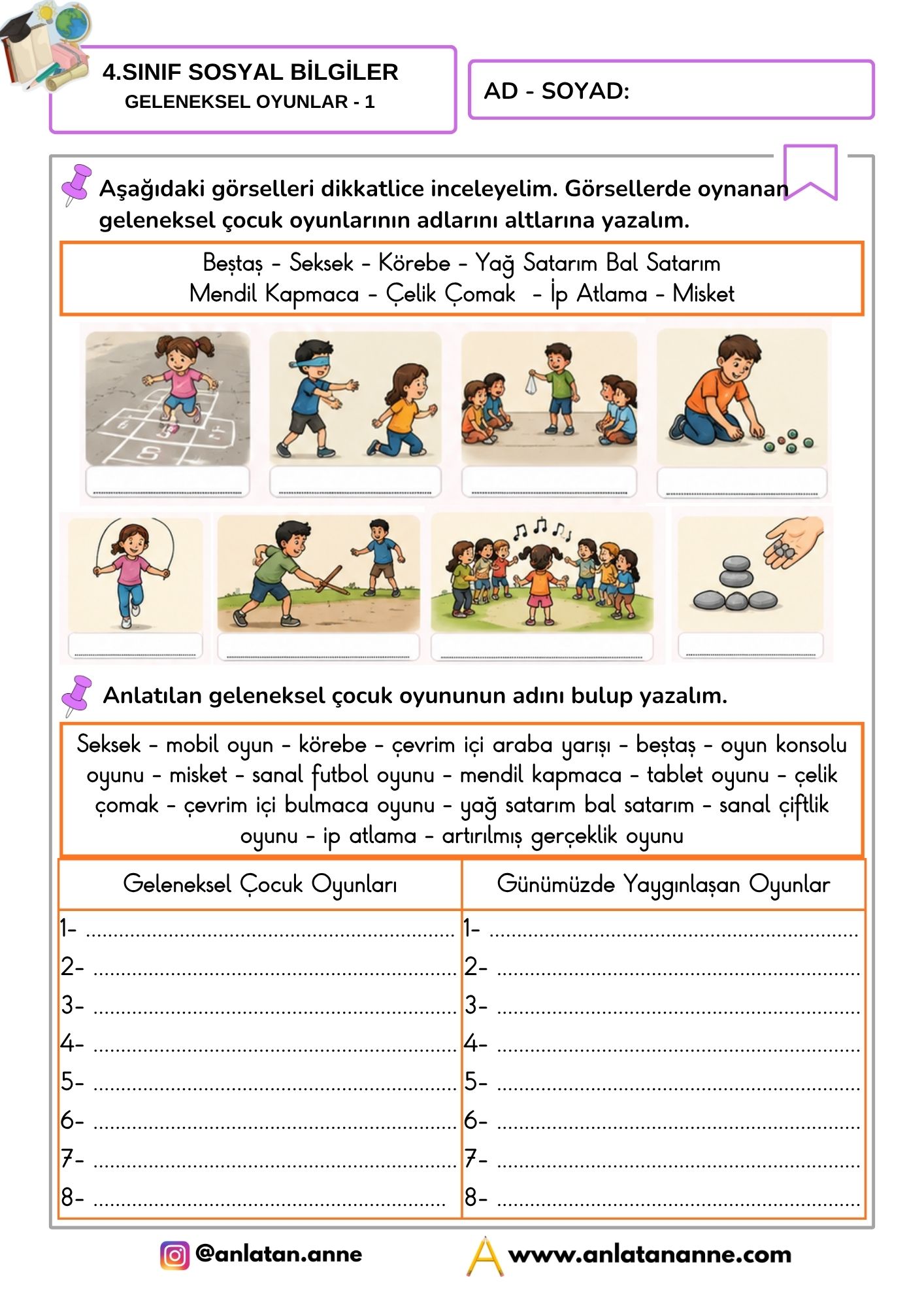 4. sınıf geleneksel oyunlar