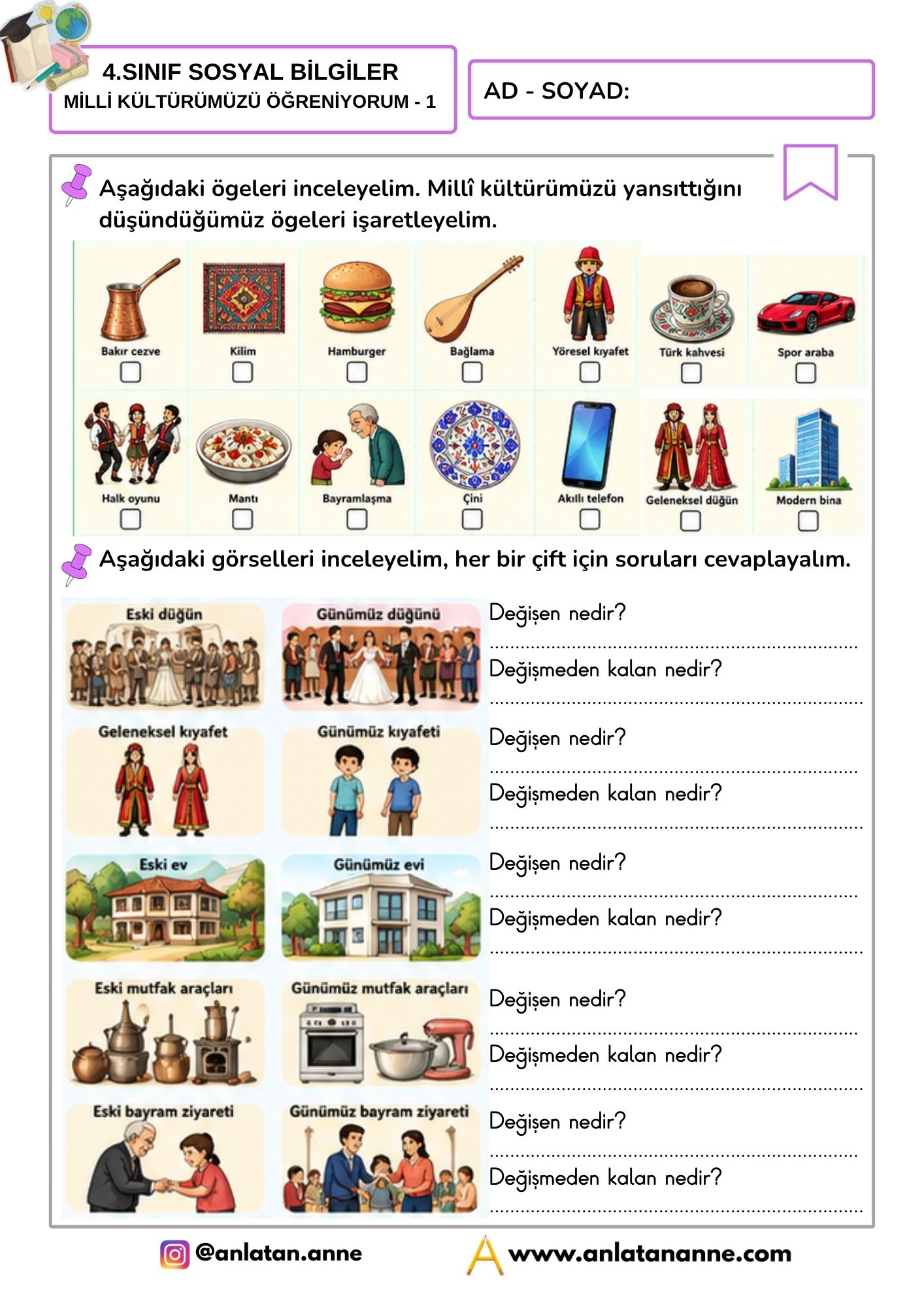 4. sınıf milli kültürümüzü öğreniyorum