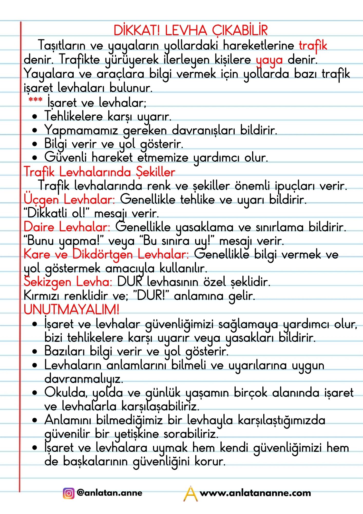 2. sınıf dikkat levha çıkabilir defter notu