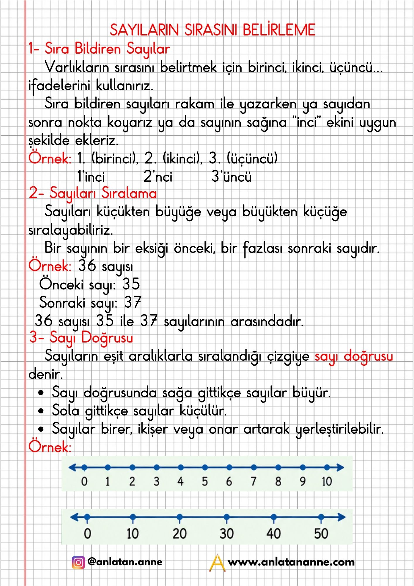 2. sınıf sayıların sırasını belirleyebilme defter notu