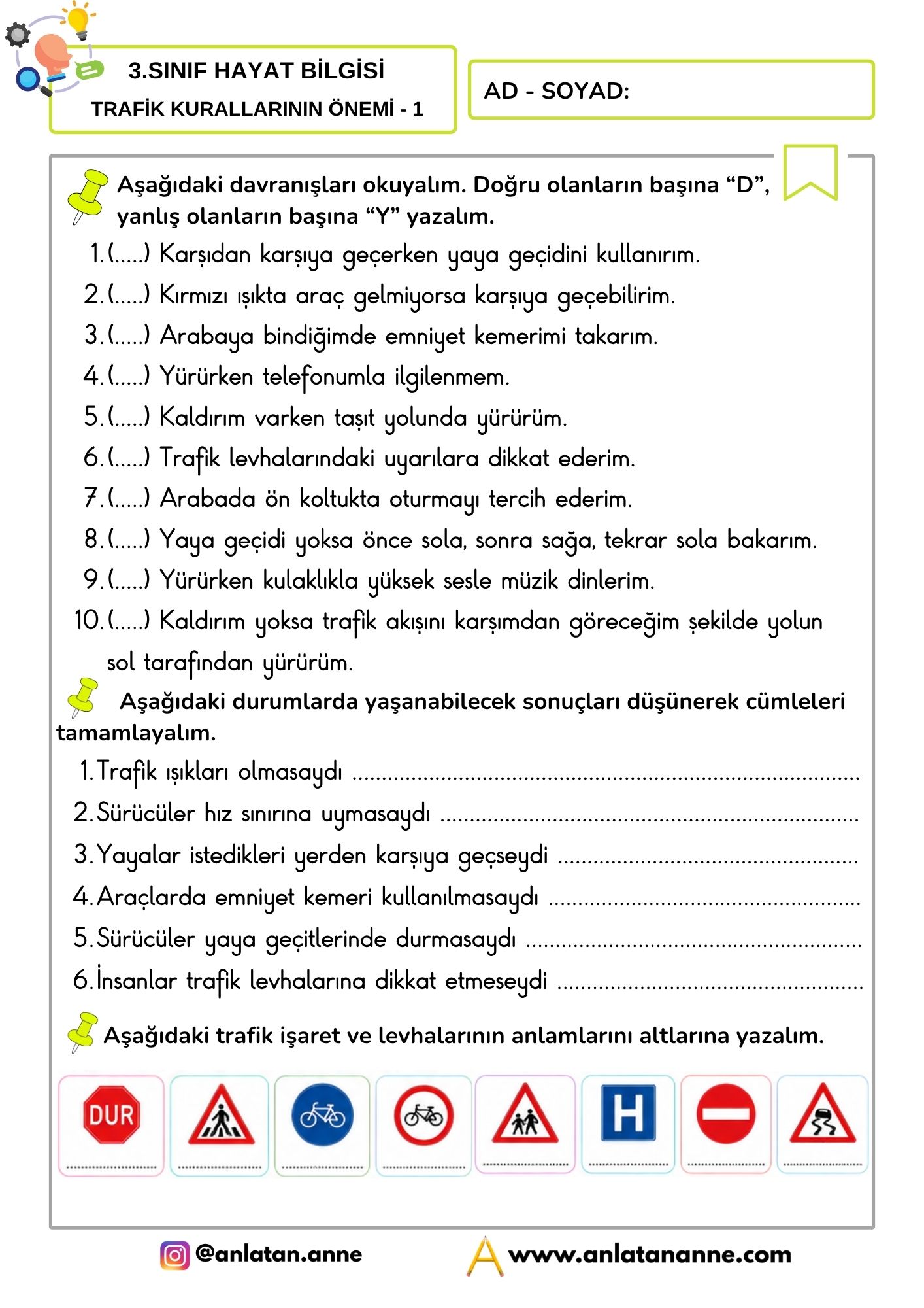 3. sınıf trafik kurallarının önemi etkinliği