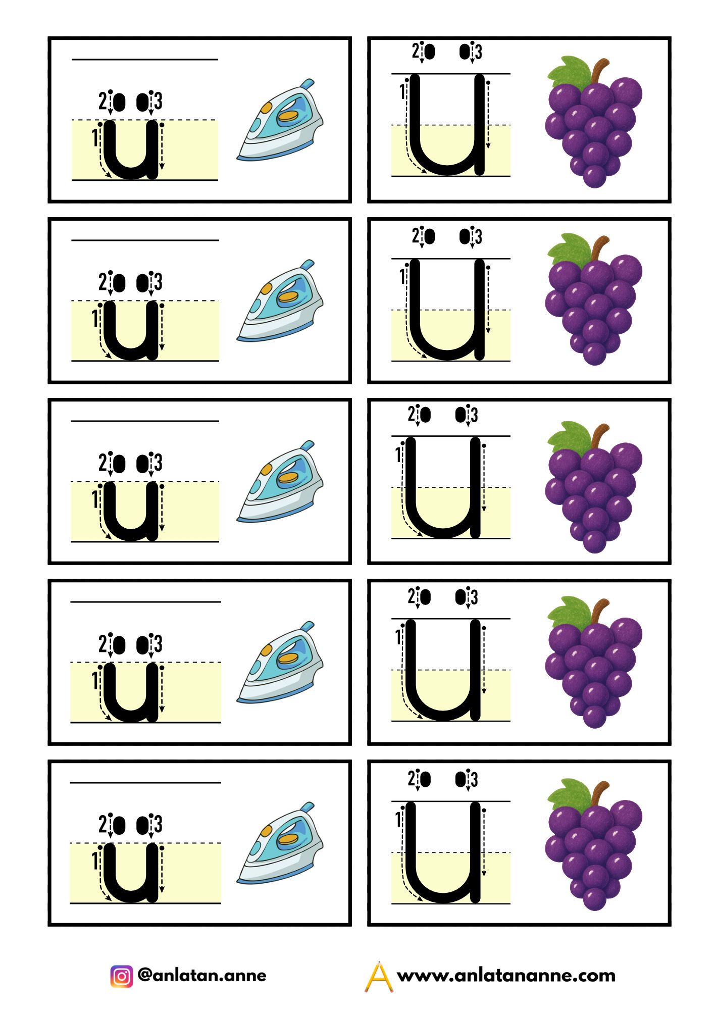 ü sesi interaktif defter çalışması
